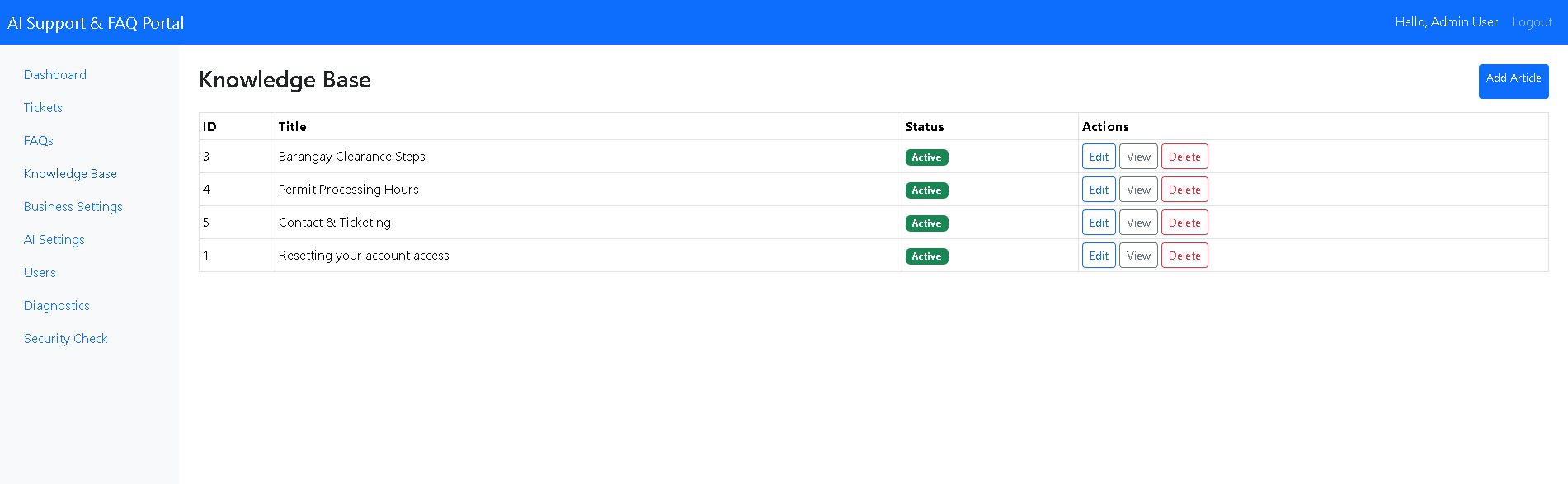 AI Support & FAQ Portal gallery image 3